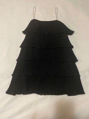 NWOT Black Tiered Ruffle Slip Dress Layered Layers Cute Summer Flapper